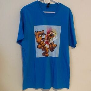 Blue Graphic T-Shirt with Bad Care Bear Design